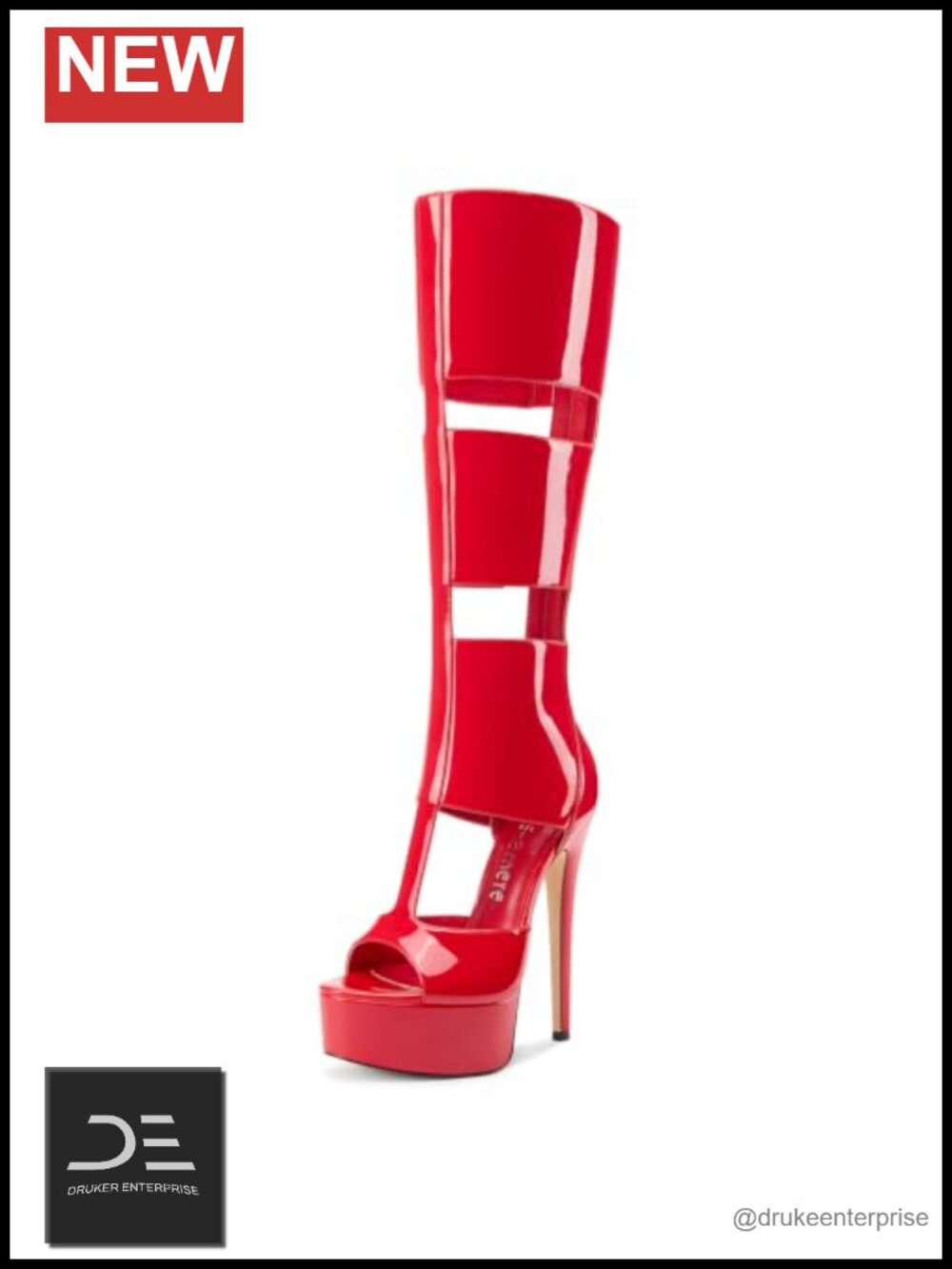 Gladiator Peep Toe Stiletto Heel Platform Boots Faux Leather Zip